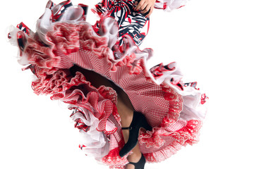 Feet detail of Flamenco dancer in beautiful dress - obrazy, fototapety, plakaty