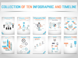 Fototapeta na wymiar COLLECTION OF TEN INFOGRAPHIC AND TIMELINE