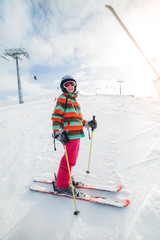 Girl on skis.