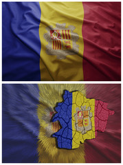 Andorra flag and map collage