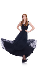 Naklejka premium Woman model in fashion concept on white