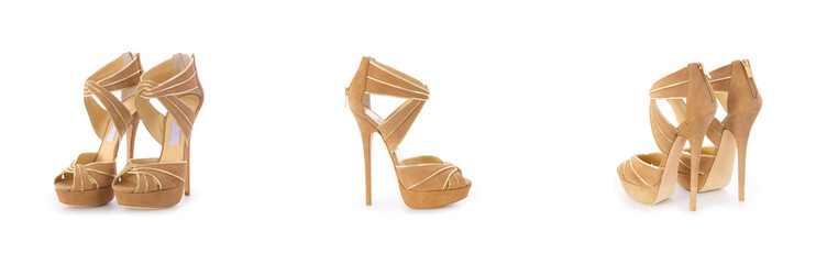 Composite photo of woman shoes isolated on white