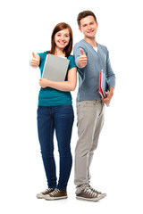 Students showing thumbs-up