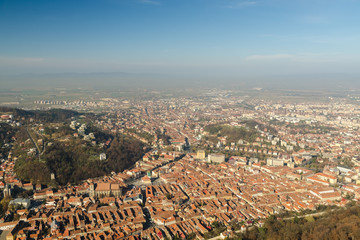 Aerial View Of Brasov City In The Carpathian Mountains