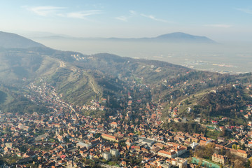Aerial View Of Brasov City In The Carpathian Mountains