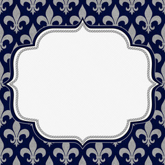 Blue and Gray Fleur De Lis Textured Fabric Background © Karen Roach