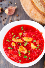 Ukrainian and russian national red borsch