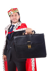 King businessman isolated on white