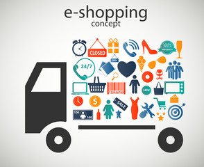 e-shopping concept icons vector illustration