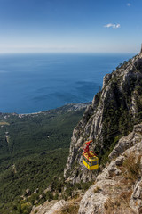 View over cable car from mountain Ai Petri near Yalta