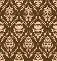 Brown floral seamless pattern