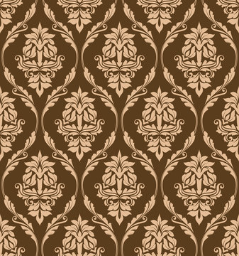 Brown floral seamless pattern