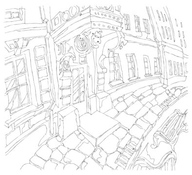 Freehand drawing of street