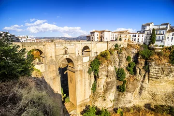 Fotobehang Ronda Puente Nuevo Brug van Ronda, een van de witte dorpen van Malaga, Spanje.