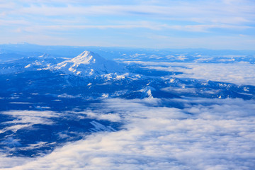 Bird's Eye view of Mt. Hood in Oregon, USA.