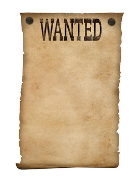 Wanted poster isolated. Wild west background.