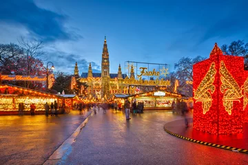 Foto op Canvas Kerstmarkt in Wenen © sborisov