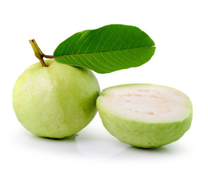 Guava (tropical fruit) on white background
