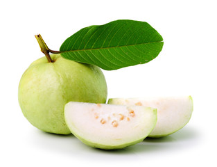 Guava (tropical fruit) on white background