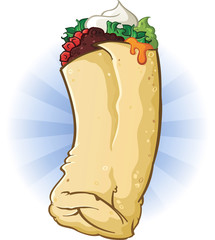 Burrito Cartoon Illustration - obrazy, fototapety, plakaty