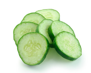 Fresh cucumber slice isolated on white background