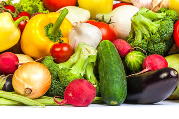 Group of fresh vegetables isolated on a white background