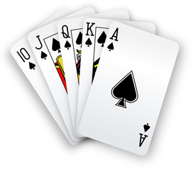 Obraz premium Poker cards Straight Flush spades hand