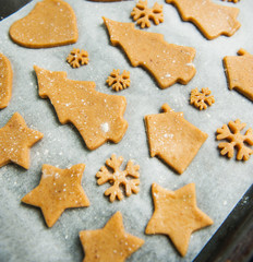 Christmas cookies on a baking tray