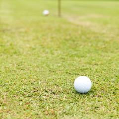Golf ball on green