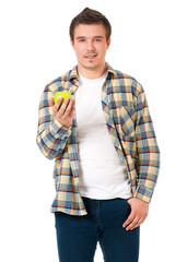 Man with green apple