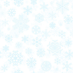 Christmas seamless pattern of light blue snowflakes