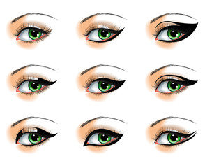Nine  different eyeliners set