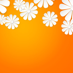 Naklejka premium Paper flower postcard.