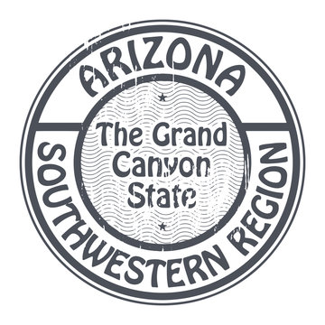 Stamp with name Arizona, Southwestern Region, vector