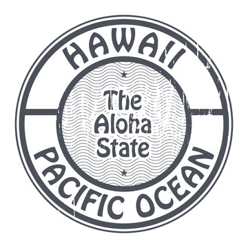Stamp with name Hawaii, Pacific Ocean, vector