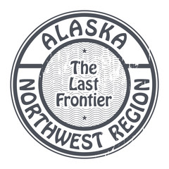 Fototapeta na wymiar Stamp with name of Alaska, Northwest Region, vector