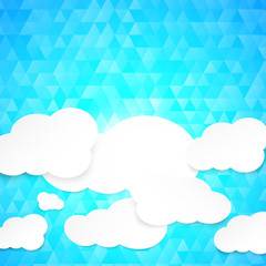 Paper clouds with blue illustration background.