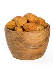 almonds in a wooden bowl