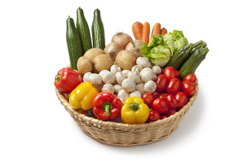 Basket with fresh vegetables