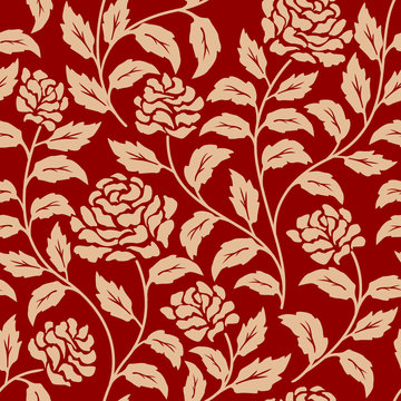 Red Floral Seamless Pattern