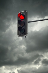 Stop light, the red traffic light