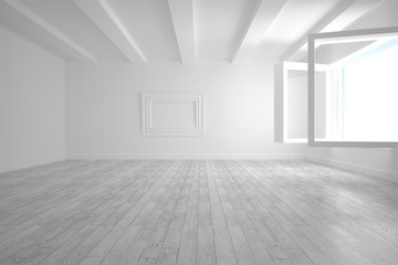 White big room with opened windows