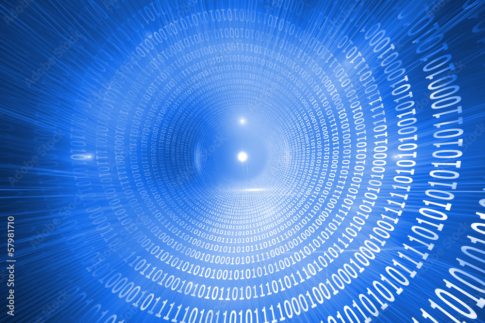 Poster Glowing futuristic binary code spiral