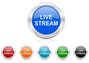 live stream icon vector set