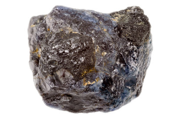 A dark blue natural sapphire crystal. Uncut and rough.