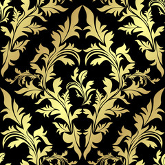 Golden floral Pattern on a black background