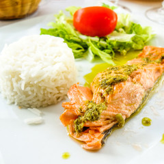 grilled salmon and rice