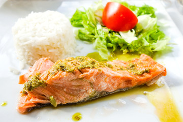 grilled salmon and rice
