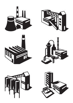 Types of industrial construction - vector illustration