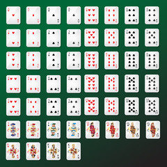 Playing Cards Set - Isolated On Green Background